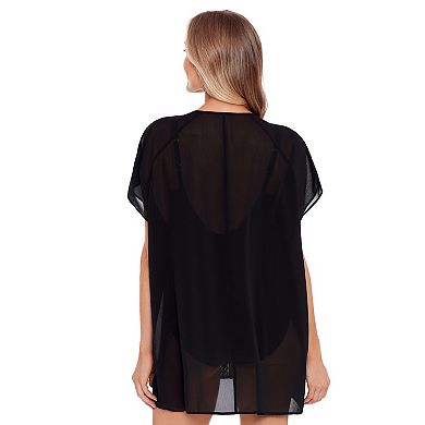 Women's Bal Harbour Lace-Trimmed Chiffon V-Neck Swim Cover-Up Tunic