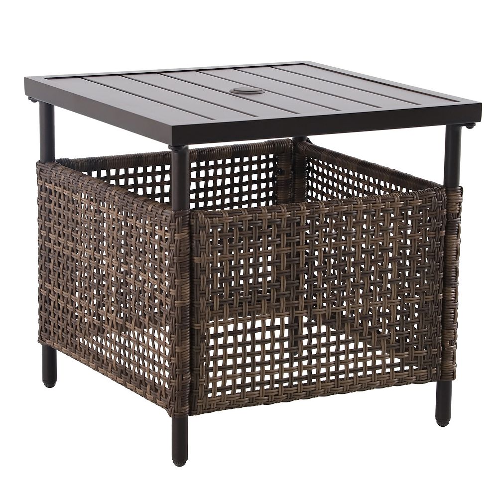belham living marquee wicker pedestal patio umbrella side table Sonoma Goods For Life® Benton Wicker Umbrella Side Table