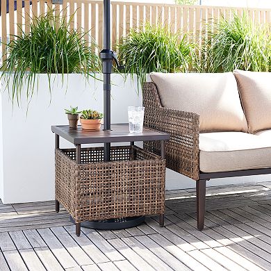 Sonoma Goods For Life Benton Wicker Umbrella Side Table