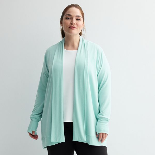 Plus Size Tek Gear® French Terry Wrap Cardigan - Hail Blue (1X)