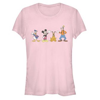 Juniors' Disney Mickey Mouse & Friends Line Up Waving Hello Graphic Tee