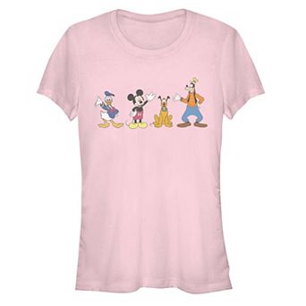 Juniors' Disney Mickey Mouse & Friends Line Up Waving Hello Graphic Tee