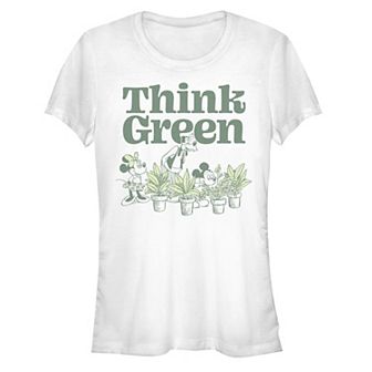 Disney Women's Mickey Classic Green Thinking Plants Tee