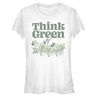 Disney Women's Mickey Classic Green Thinking Plants Tee