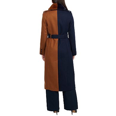 Women's Badgley Mischka Terryl Color Blocking Classic Long Coat