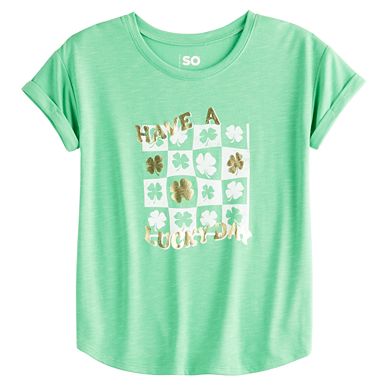 Girls 6-20 SO® Roll Cuff Graphic Tee in Regular & Plus Size