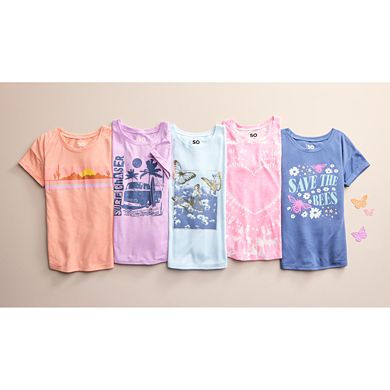 Girls 6-20 SO® Roll Cuff Graphic Tee in Regular & Plus Size