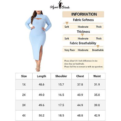 Women's Plus Size Bodycon Dress Knee Slim Cut Out Dresses