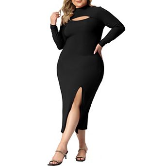 Women's Plus Size Bodycon Dress Knee Slim Cut Out Dresses