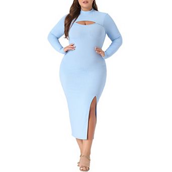 Women's Plus Size Bodycon Dress Knee Slim Cut Out Dresses