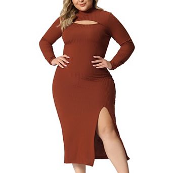 Women's Plus Size Bodycon Dress Knee Slim Cut Out Dresses