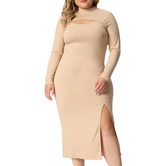 Women's Plus Size Bodycon Dress Knee Slim Cut Out Dresses