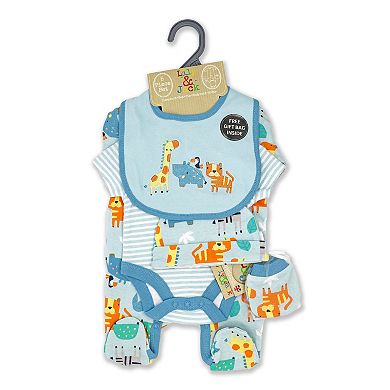 Baby Boys and Girls Aqua Safari 5 Pc Layette Gift Set in Mesh Bag