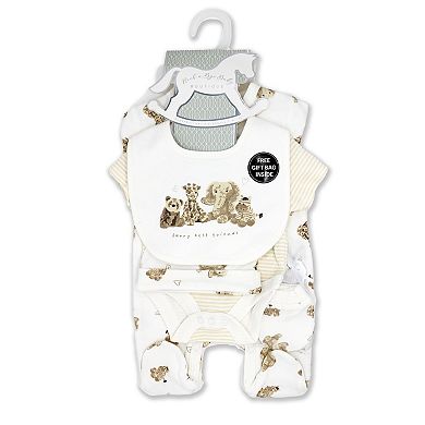 Baby Boys and Girls Furry Besties 5 Pc Layette Gift Set in Mesh Bag
