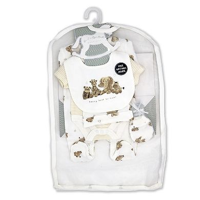 Baby Boys and Girls Furry Besties 5 Pc Layette Gift Set in Mesh Bag