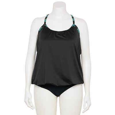 Plus Size Nike Digi Stripe Layered Tankini Swim Top