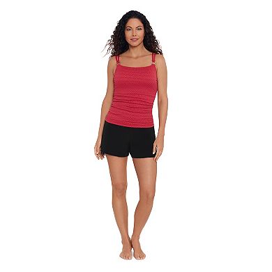 Women's Bal Harbour Diamond Fields Textured Strap Rings Tankini Swimsuit Top