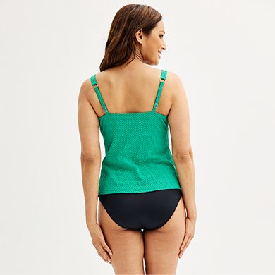 Women's Bal Harbour Diamond Fields Textured Strap Rings Tankini Swimsuit Top