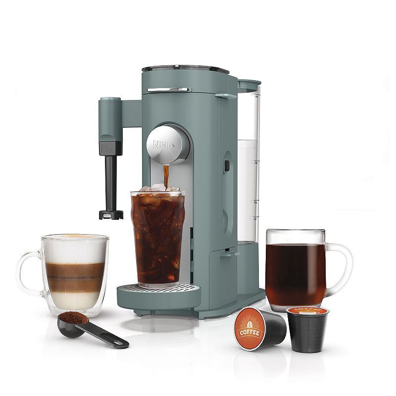 Ninja - Pods & Grounds Specialty Single-Serve Iced Coffee Maker, K-Cup Pod Compatible with Foldaway Milk Frother - Sage Green