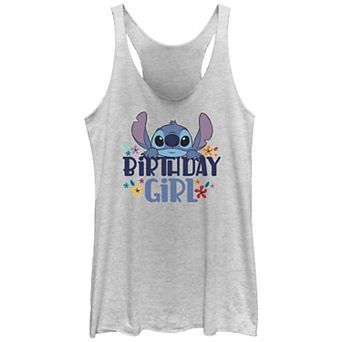 Disney's Lilo & Stitch Birthday Girl Floral Juniors' Tri-Blend Racerback Tank Top