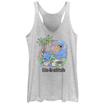 Disney's Lilo & Stitch Beach Duo Surfing Juniors' Tri-Blend Racerback Tank Top