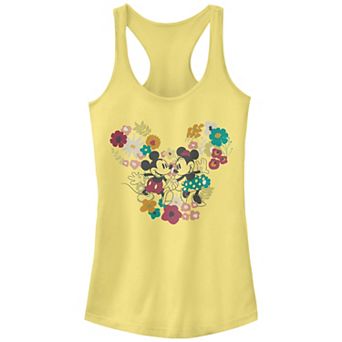 Disney's Mickey Mouse And Minnie Mouse Floral Pair Juniors' Racerback Tank Top
