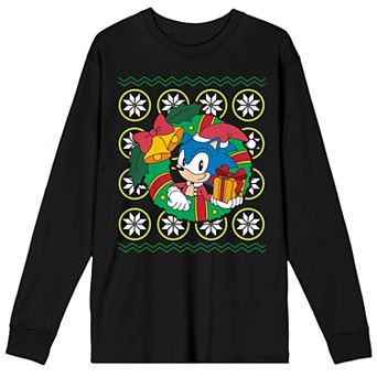 Men's Sonic The Hedgehog Classic Christmas Long Sleeve Graphic Tee