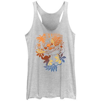 Disney's Lilo & Stitch Ukulele Tropical Portrait Juniors' Tri-Blend Racerback Tank Top