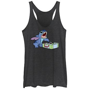 Disney's Lilo & Stitch Record Player Juniors' Tri-Blend Racerback Tank Top