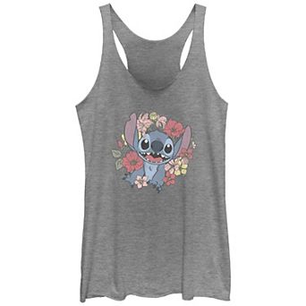 Disney's Lilo & Stitch Tropical Flower Wreath Juniors' Tri-Blend Racerback Tank Top