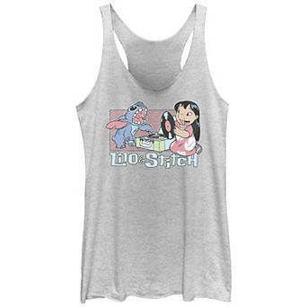 Disney's Lilo & Stitch Record Player Music Session Juniors' Tri-Blend Racerback Tank Top