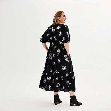 Plus Size Sonoma Goods For Life® Button Thru Femme Midi Dress