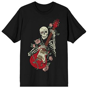 Men's Skeleton with Guitar Rose Graphic Tee