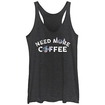 Disney's Lilo & Stitch Need More Coffee Juniors' Tri-Blend Racerback Tank Top