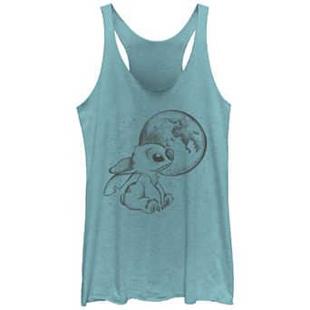 Disney's Lilo & Stitch Looking At The Moon Juniors' Tri-Blend Racerback Tank Top