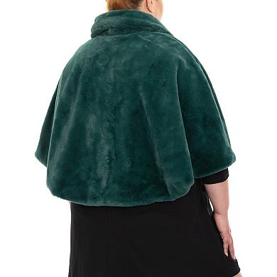 Plus Size Nina Leonard Faux Fur Caplet with Crystal Closure