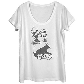 Juniors' Grease Sandy Distressed Portrait Scoopneck Tee