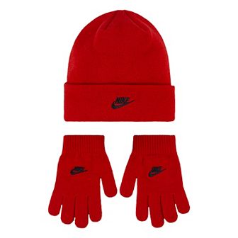 Kids Nike Logo Beanie and Gloves Set
