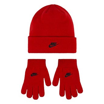 Big Kids 8-20 Nike Logo Beanie and Gloves Set