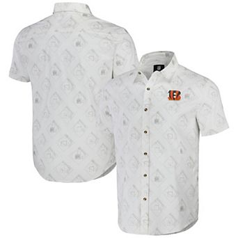 Men's NFL x Darius Rucker Collection by Fanatics White Cincinnati Bengals Woven Short Sleeve Button Up Shirt