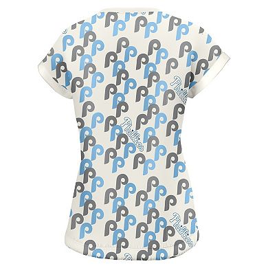 Women's Lusso White Philadelphia Phillies Madge Dolman Tri-Blend T-Shirt