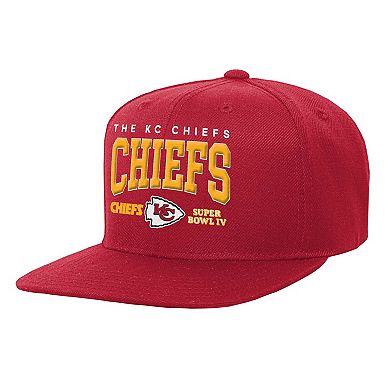 Youth Mitchell & Ness Red Kansas City Chiefs Champ Stack Flat Brim ...