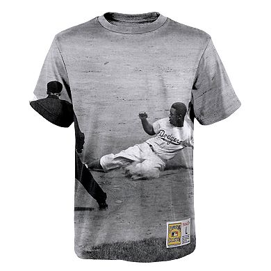 Youth Mitchell & Ness Jackie Robinson White Brooklyn Dodgers Sublimated Player T-Shirt