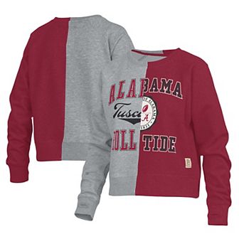 Women's Pressbox Heather Gray Alabama Crimson Tide Half and Half Raglan Pullover Sweatshirt