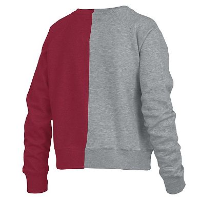 Women's Pressbox Heather Gray Alabama Crimson Tide Half and Half Raglan Pullover Sweatshirt
