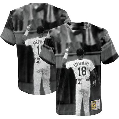 Youth Mitchell & Ness Darryl Strawberry White New York Mets Sublimated Player T-Shirt