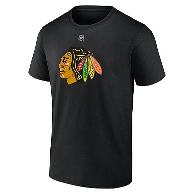 Men's Fanatics Branded Connor Bedard Black Chicago Blackhawks 2023 NHL Draft Authentic Stack Player Name & Number T-Shirt