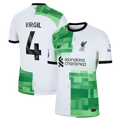 Men's Nike Virgil van Dijk White Liverpool 2023/24 Away Authentic Player Jersey