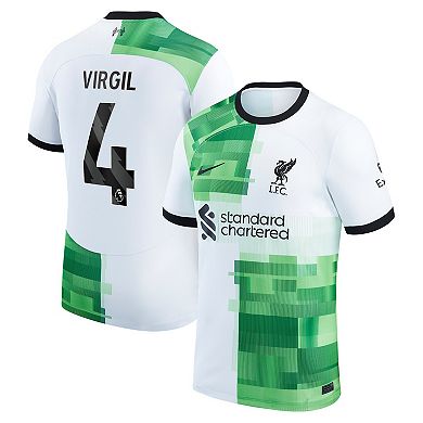 Men's Nike Virgil van Dijk White Liverpool 2023/24 Away Replica Player Jersey