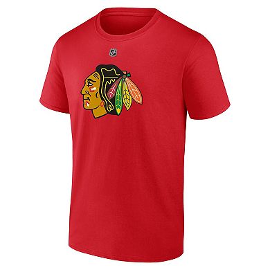 Men's Fanatics Branded Connor Bedard Red Chicago Blackhawks 2023 NHL Draft Authentic Stack Player Name & Number T-Shirt